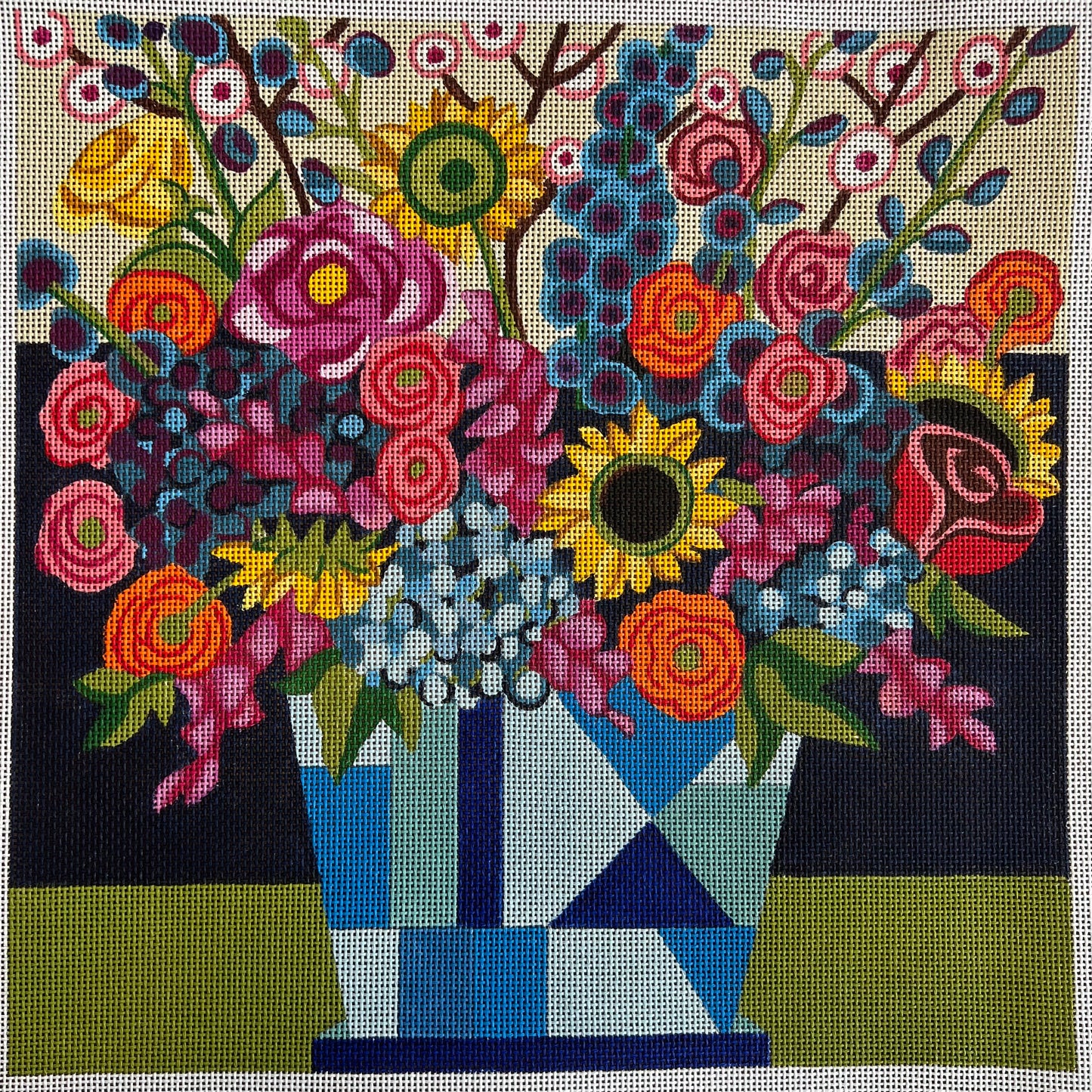 Flowers in Geometric Vase