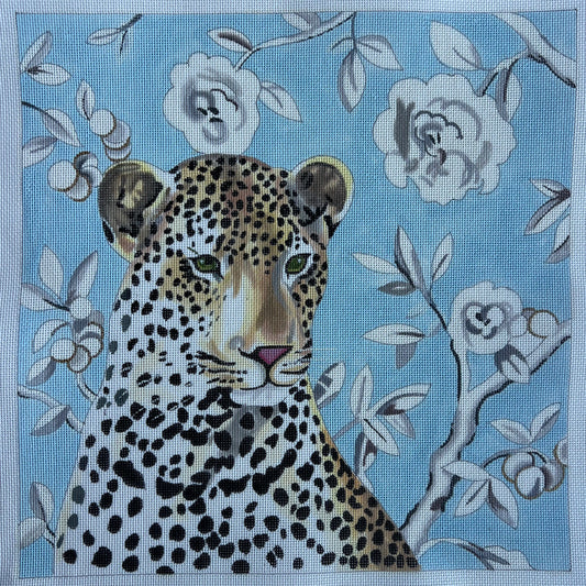 Leopard with Light Blue Floral