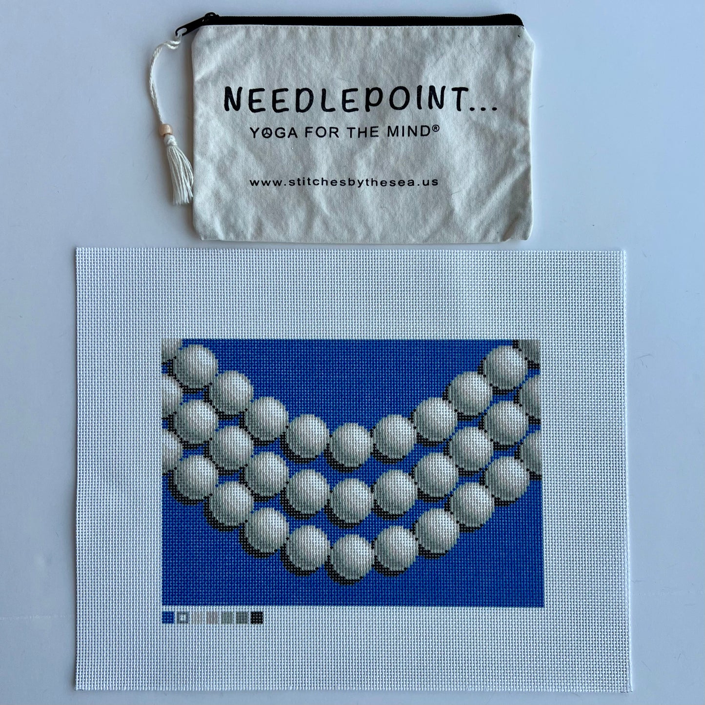 Pearl Necklace Blue Handbag