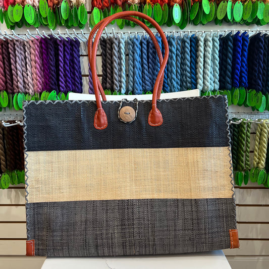 Large Solid Straw Tote Bag