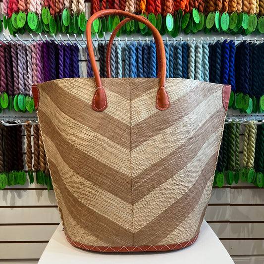 Chevron Straw Basket Bag