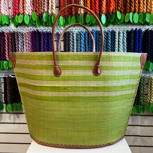 Wide Striped Straw Bag