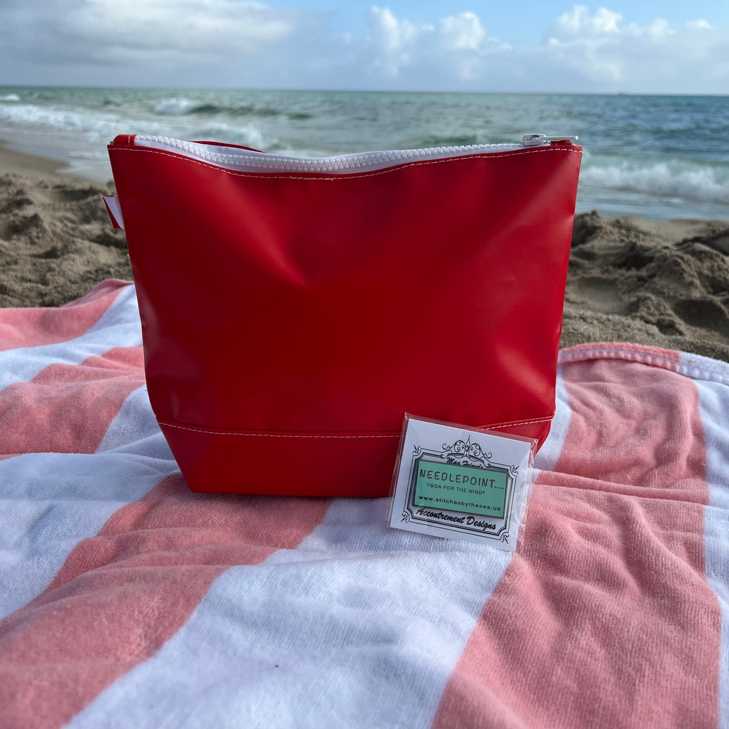 Vinyl Tote Bag and Makeup Bag Set Red