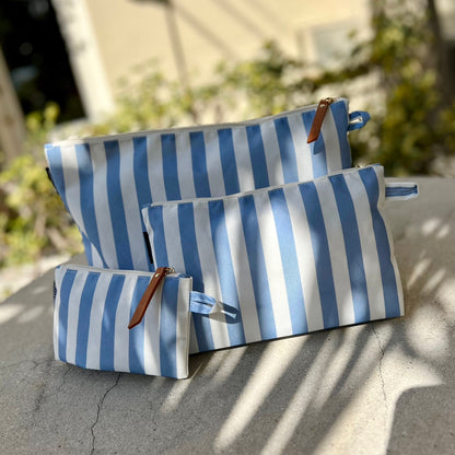 Striped Accessory Pouch - Blue