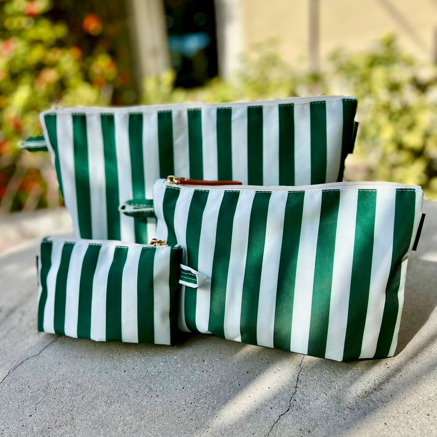 Striped Accessory Pouch - Green