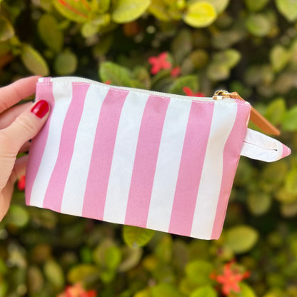 Striped Accessory Pouch - Pink