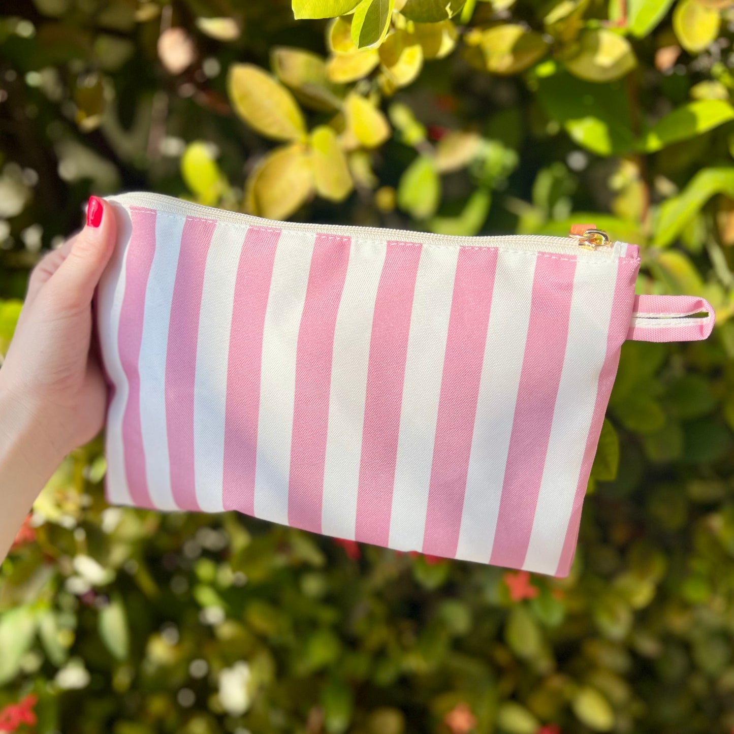 Striped Accessory Pouch - Pink