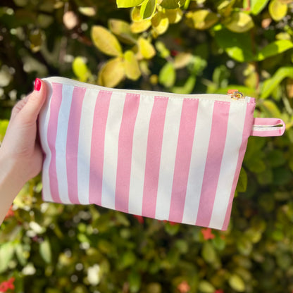 Striped Accessory Pouch - Pink