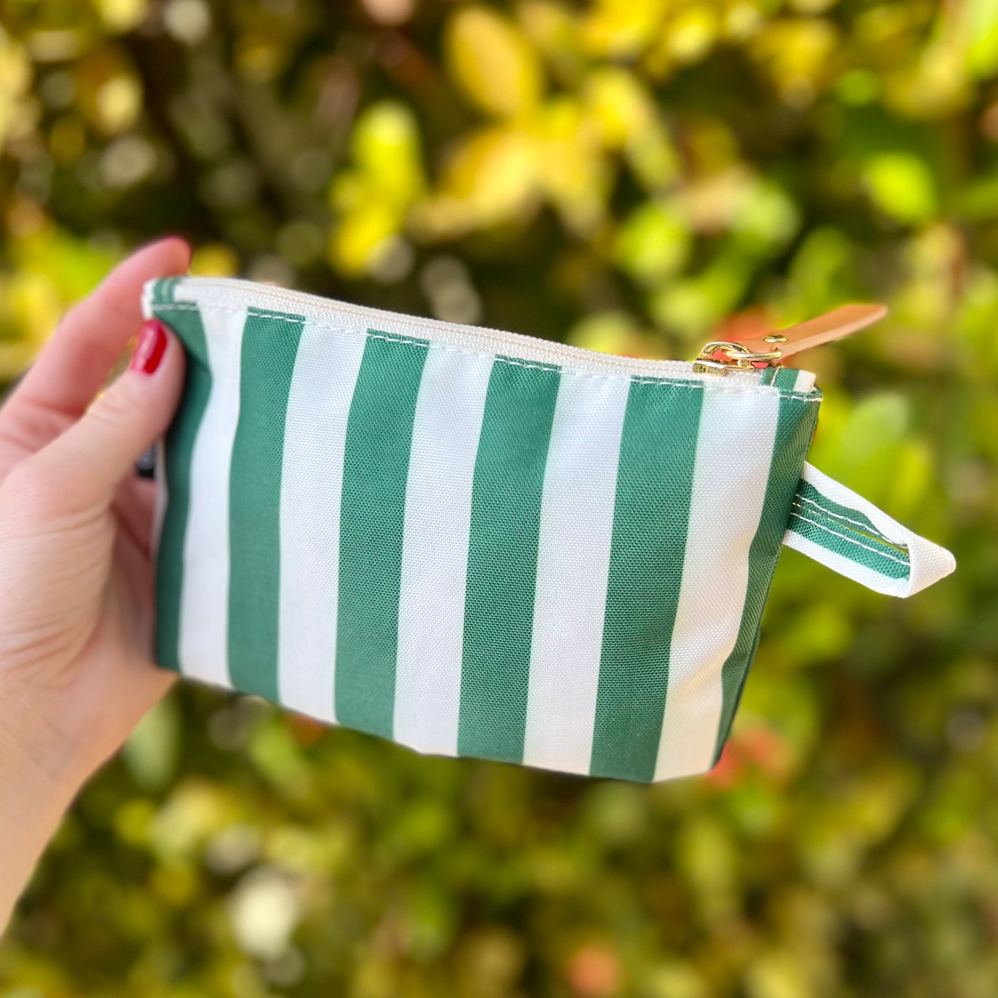 Striped Accessory Pouch - Green