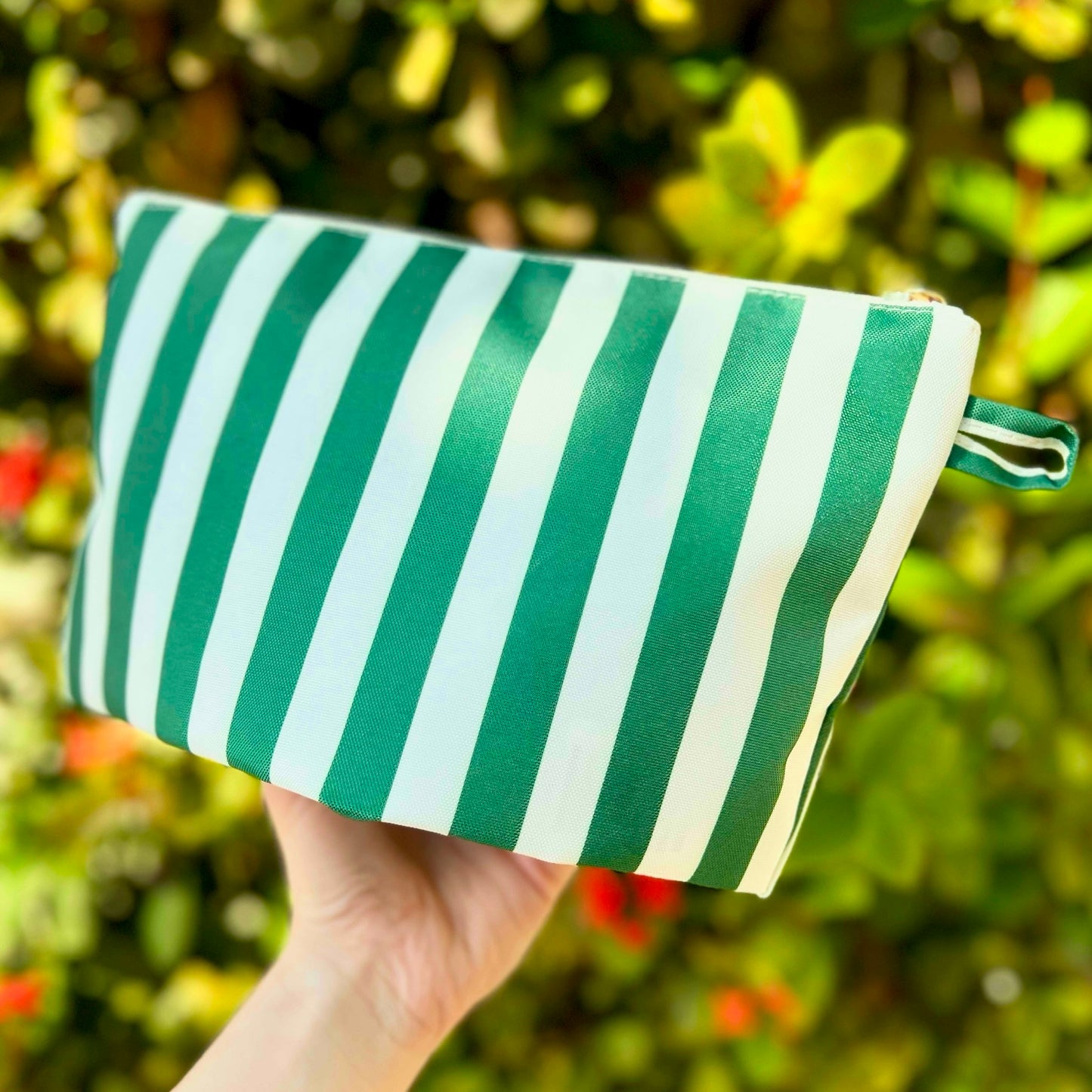 Striped Accessory Pouch - Green