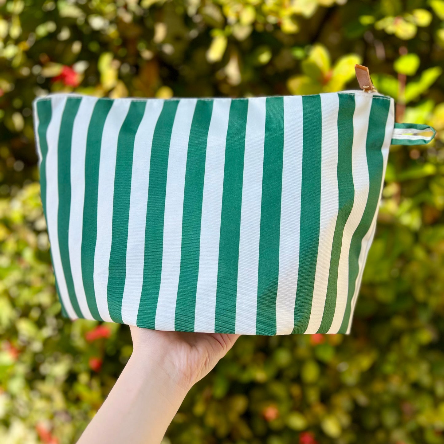 Striped Accessory Pouch - Green