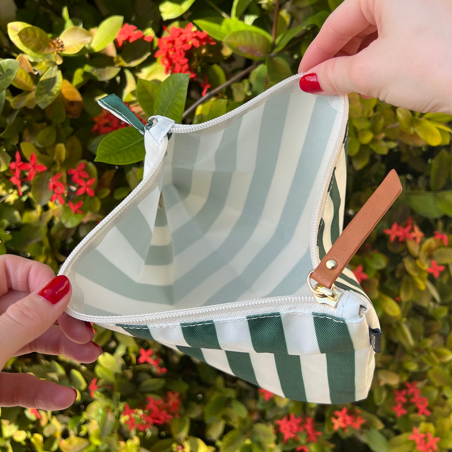 Striped Accessory Pouch - Green