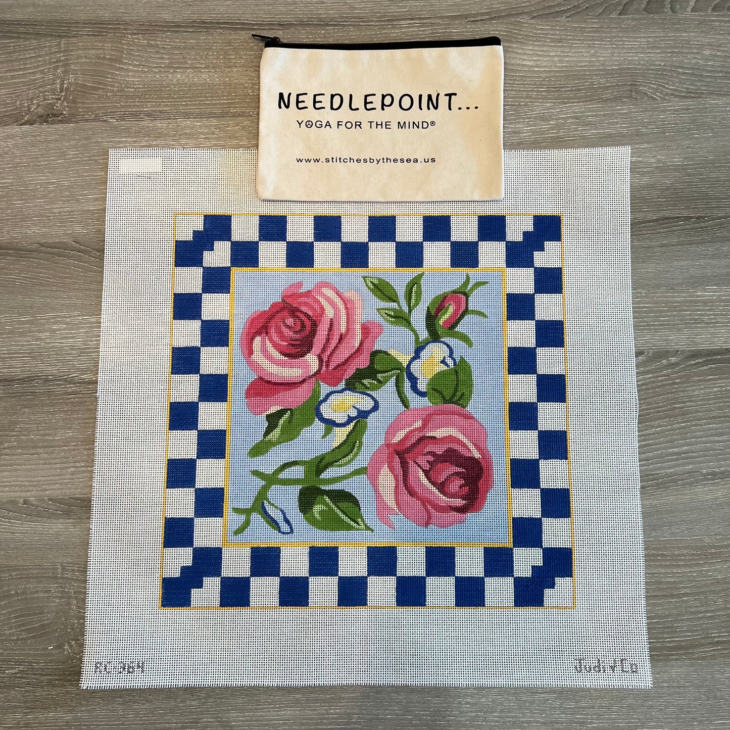 Rose with Checked Border