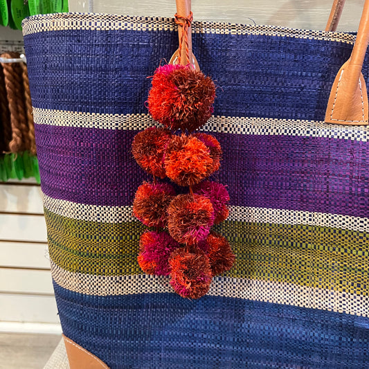 Raffia Pom Pom Bag Tassel