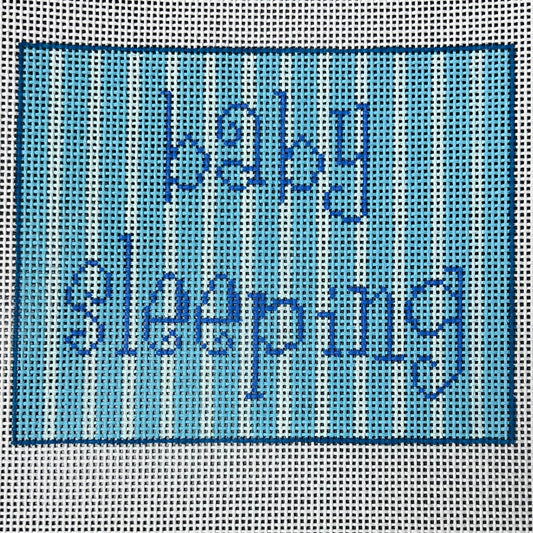 Baby Sleeping Blue Stripes Door Hanger