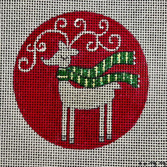 Silver Reindeer 4" Round Ornament