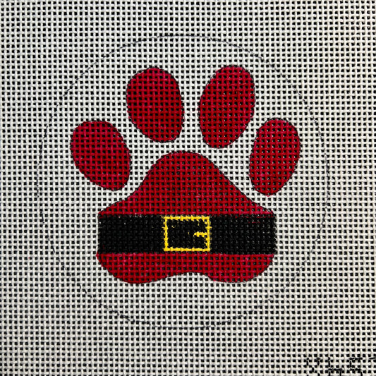 Red Santa Paw Print 4" Round Ornament