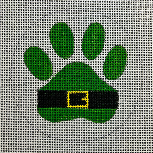 Green Elf Paw Print 4" Round Ornament
