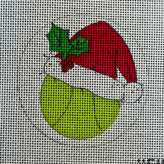 Tennis Ball Santa Hat 4" Round Ornament