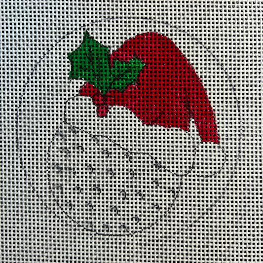 Golf Ball Santa Hat 4" Round Ornament