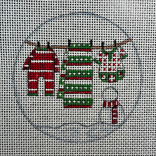 Christmas Pajamas Clothesline 4" Round Ornament