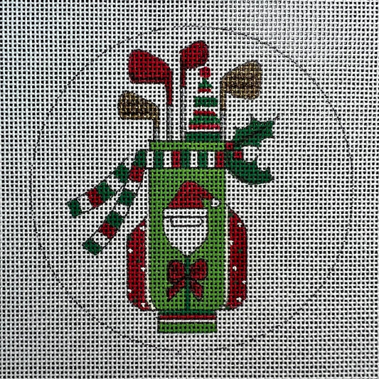 Christmas Golf Clubs 4" Round Ornament