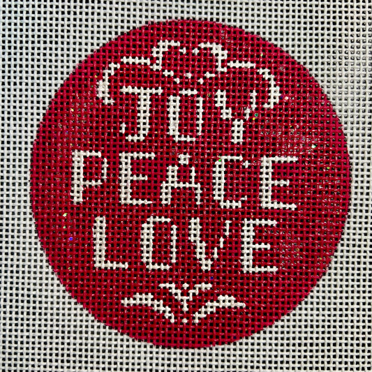 Joy Peace Love 4" Round Ornament
