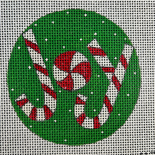Joy Candy Cane Ornament 4" Round