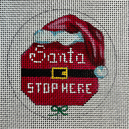 Santa Stop Here 4" Round Ornament