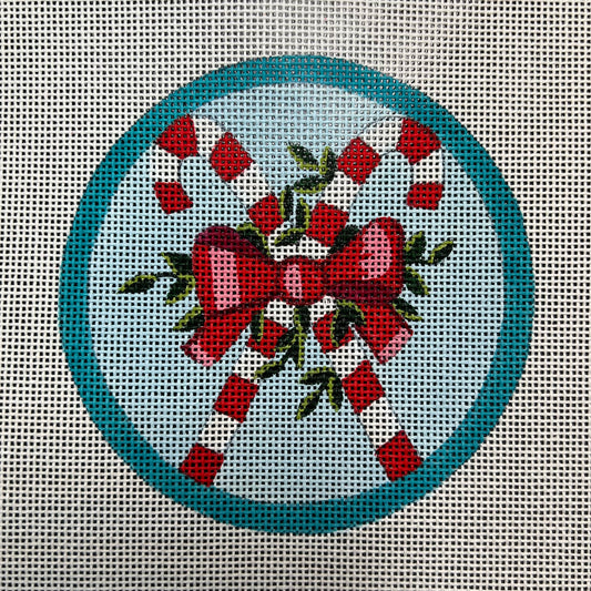 Christmas Candy Canes 4" Round Ornament