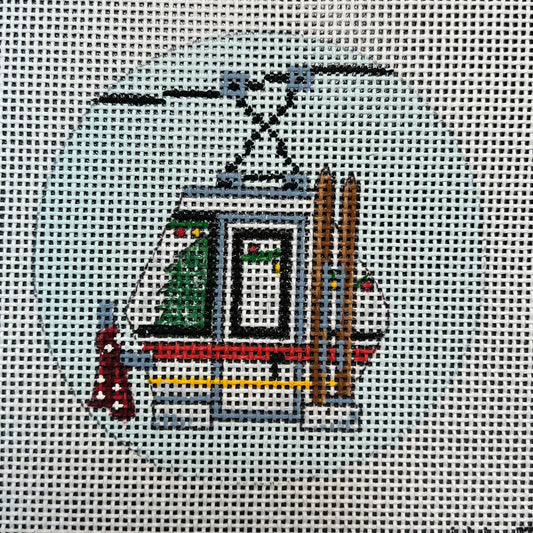 Christmas Ski Gondola 4" Round Ornament