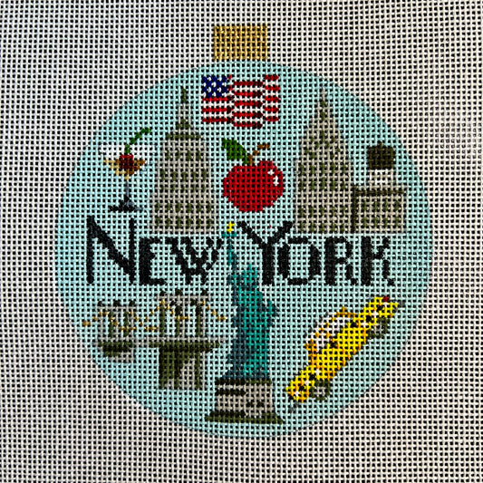New York Travel 4" Round Ornament