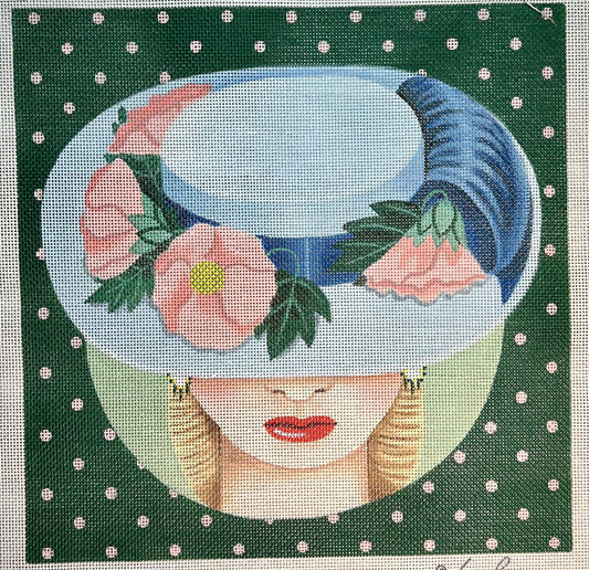 Blue Hat Lady on Green