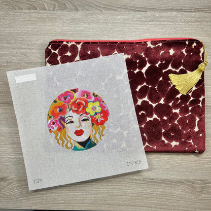 Floral Hair Woman Plum Anna Bag