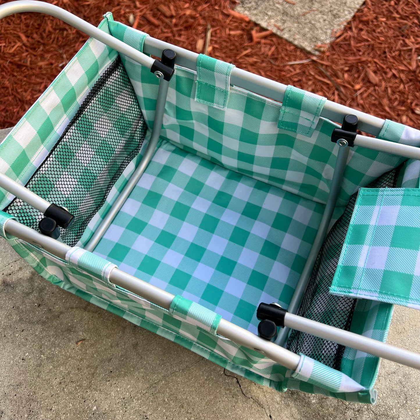Gingham Basket Bag