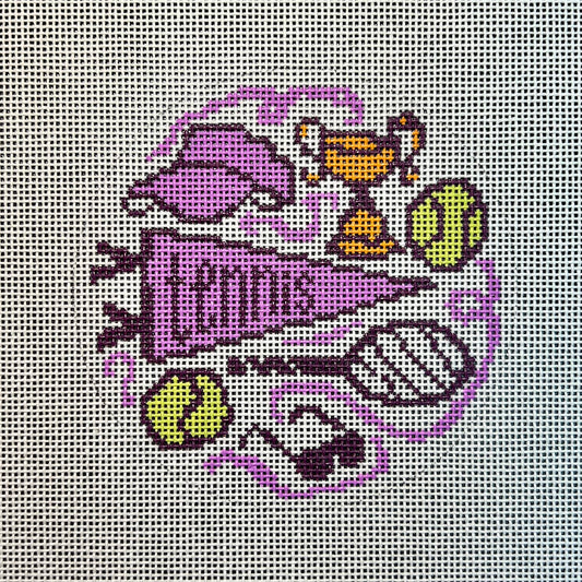 Tennis Toile Round Ornament