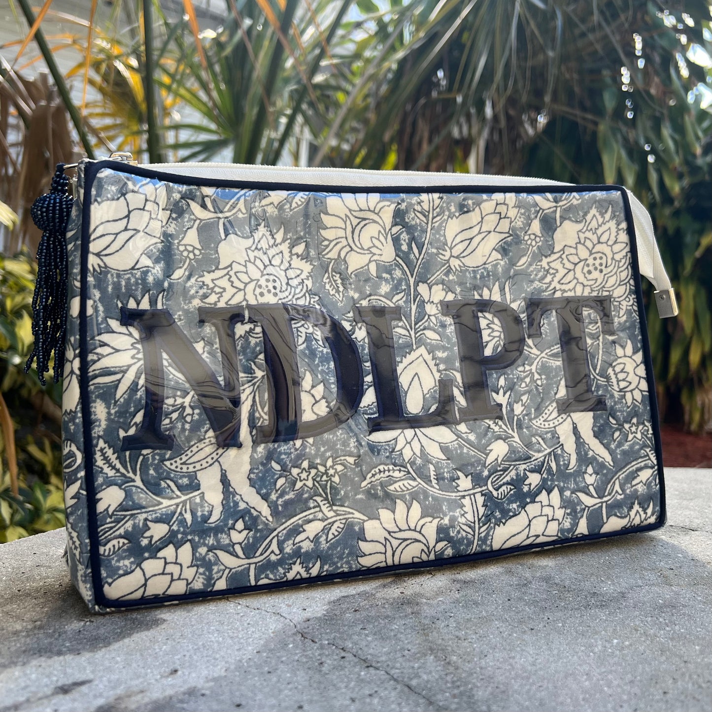 Blue Floral "NDLPT" Project Pouch