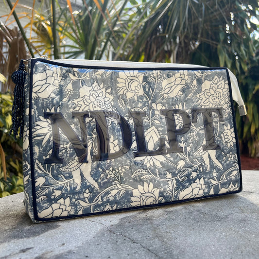 Blue Floral "NDLPT" Project Pouch