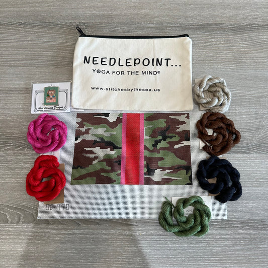 Camouflage Pink/Red Strip Pouch