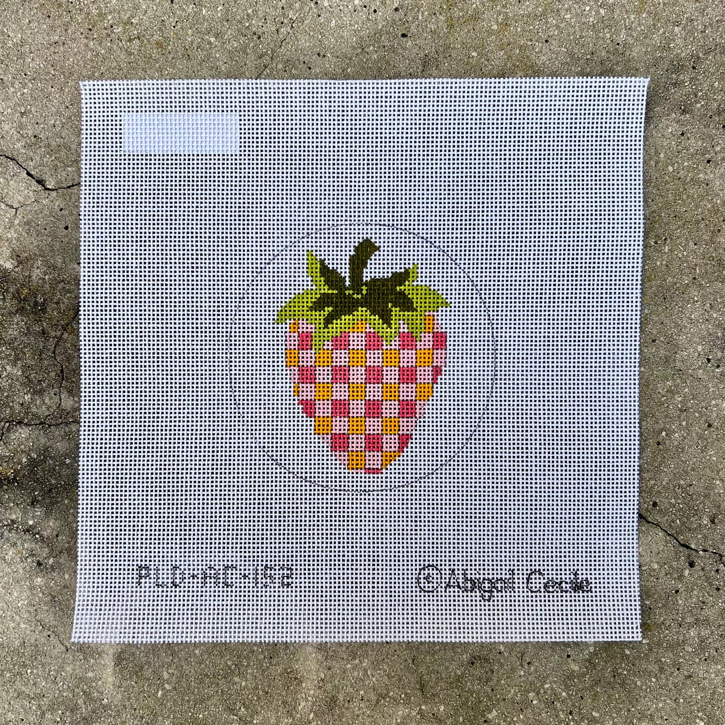 Pink Checked Strawberry Round Ornament