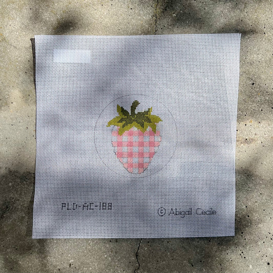 Pink Gingham Strawberry Round Ornament