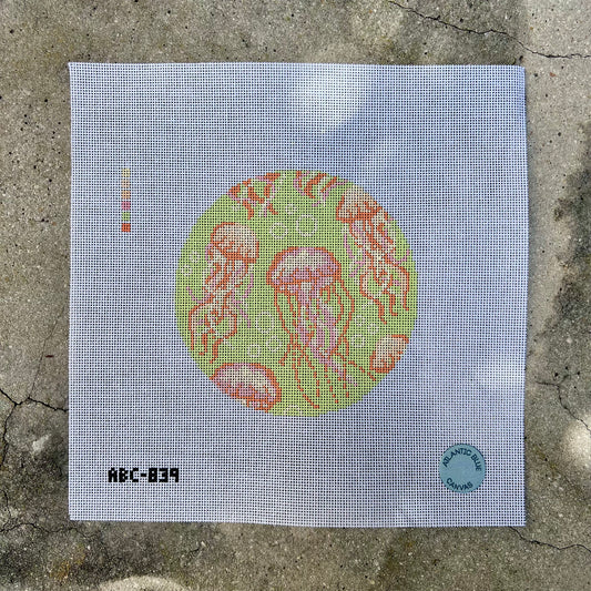 Jellyfish on Green 5" Round