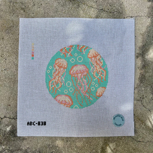 Jellyfish on Turquoise 5" Round