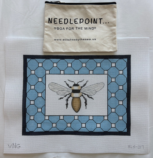 Bee on Blue and White