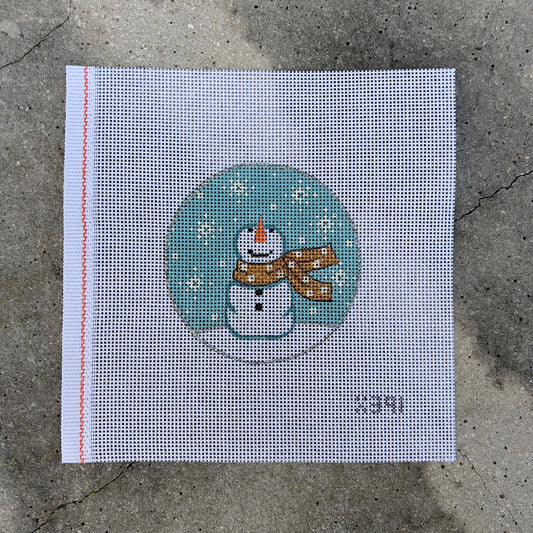 Snowman with Gold Scarf 4" Round Ornament