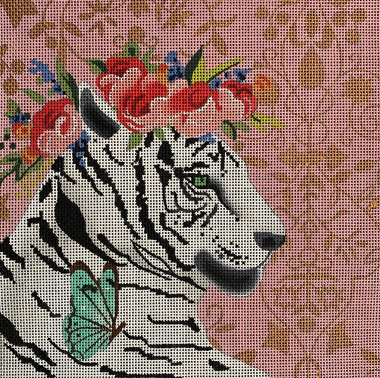 White Tiger with Floral Crown