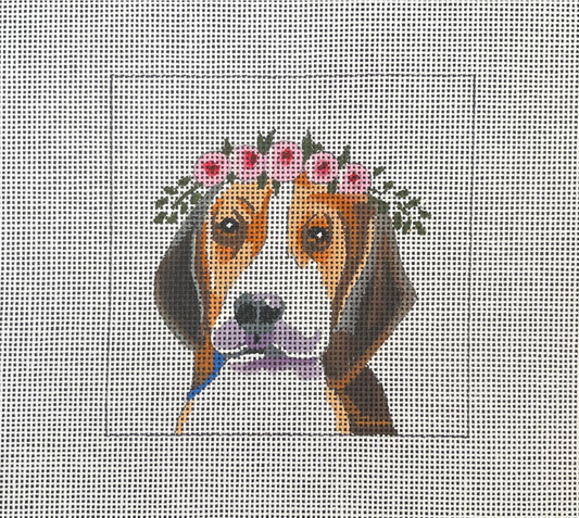 Beagle with Flower Crown