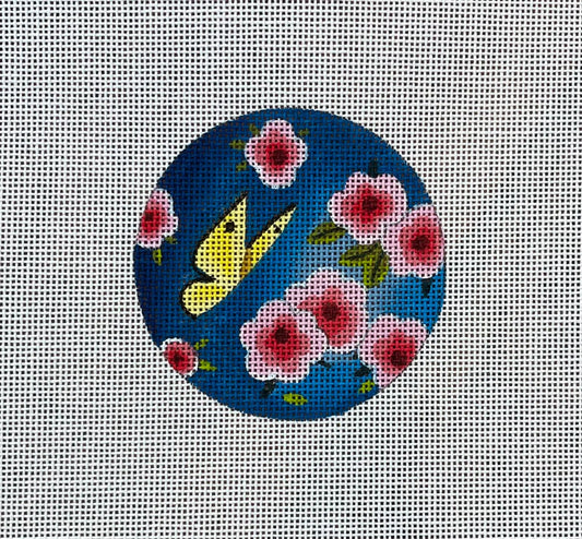 Butterfly with Cherry Blossoms Round