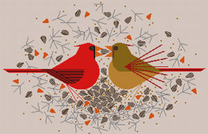 Cardinal Courtship by Charley Harper